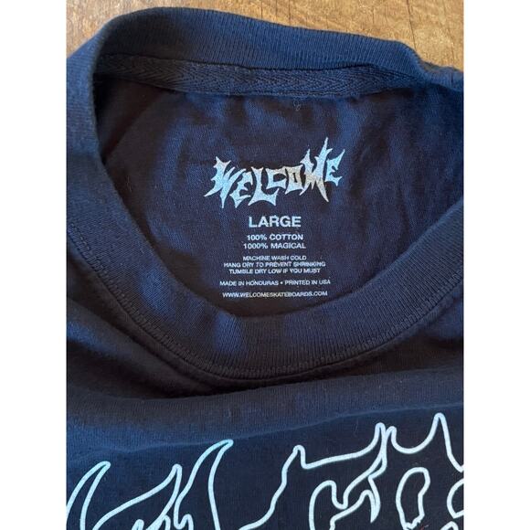 Welcome Black Graphic Tee Men’s Large Grim Reaper Skateboard Streetwear | NWOT - Picture 5 of 8